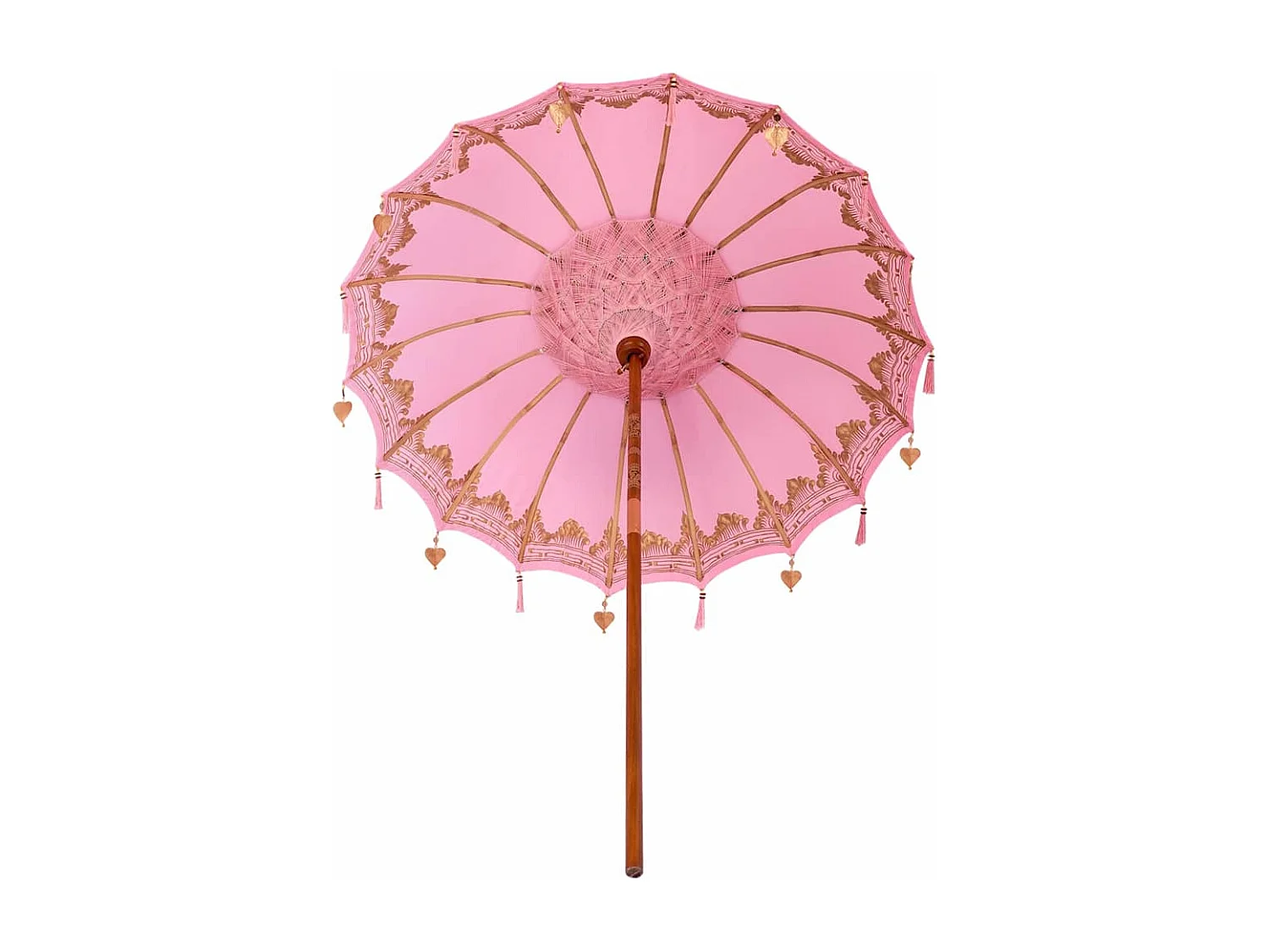 Parasol de jardin-Parasol balinais Rose (180-190) x 260 cm Coton et bois massif
