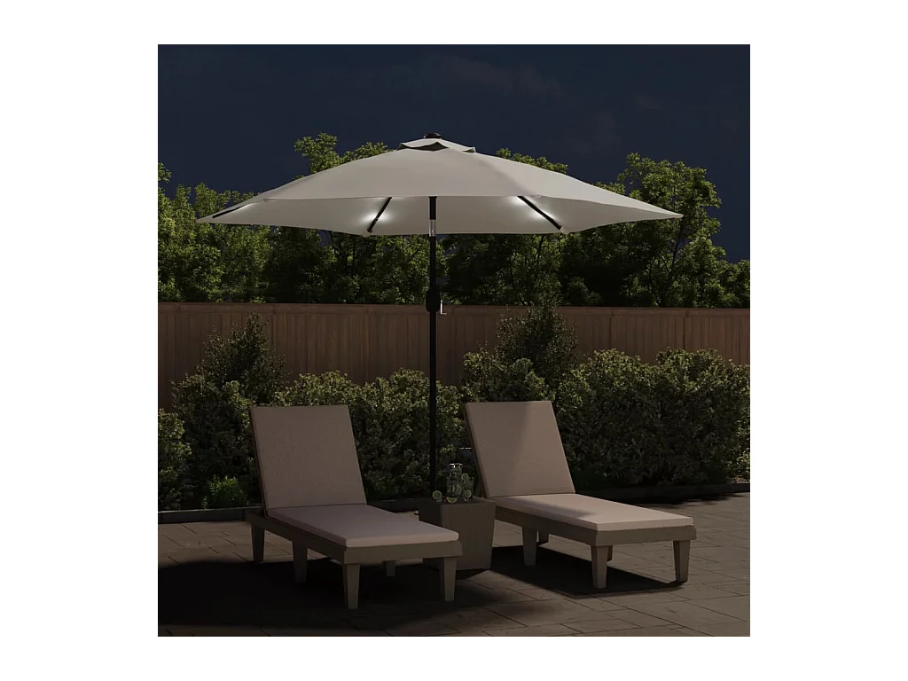 Parasol de jardin en porte-à-faux avec LED 3 m blanc sable