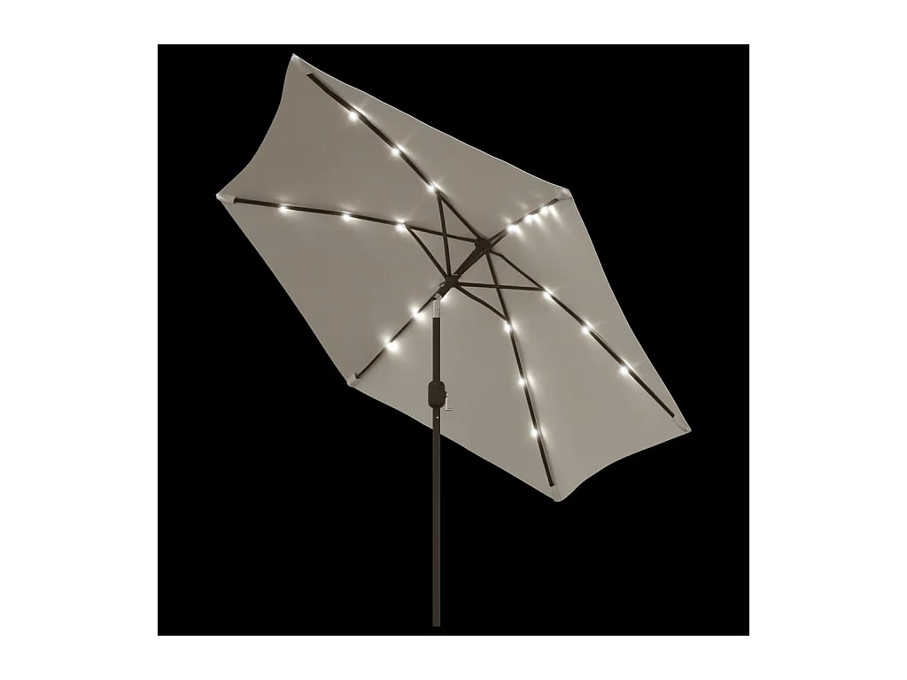 Parasol de jardin en porte-à-faux avec LED 3 m blanc sable