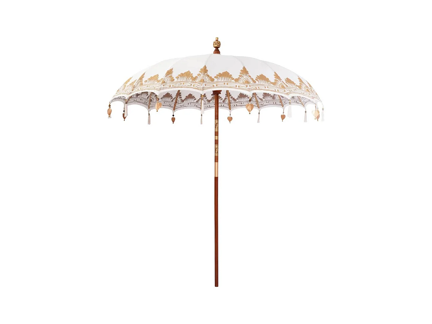Parasol de jardin-Parasol balinais Crème (210-220) x 260 cm Coton et bois massif