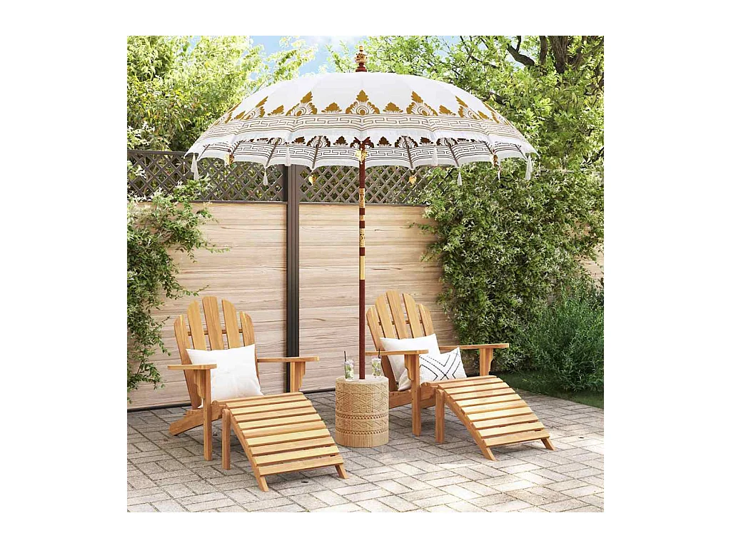 Parasol de jardin-Parasol balinais Crème (210-220) x 260 cm Coton et bois massif
