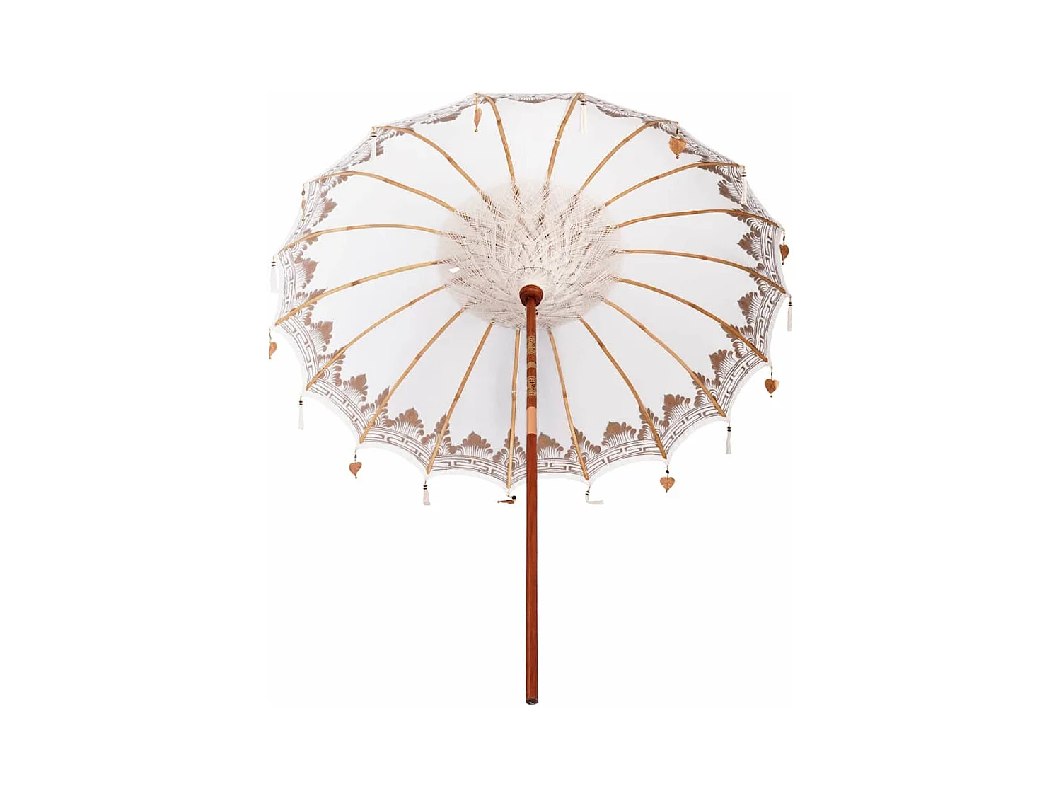 Parasol de jardin-Parasol balinais Crème (210-220) x 260 cm Coton et bois massif