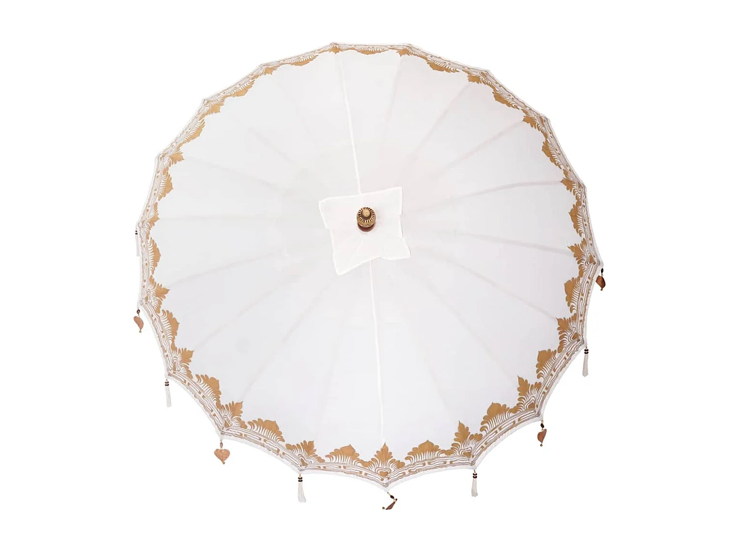 Parasol de jardin-Parasol balinais Crème (210-220) x 260 cm Coton et bois massif