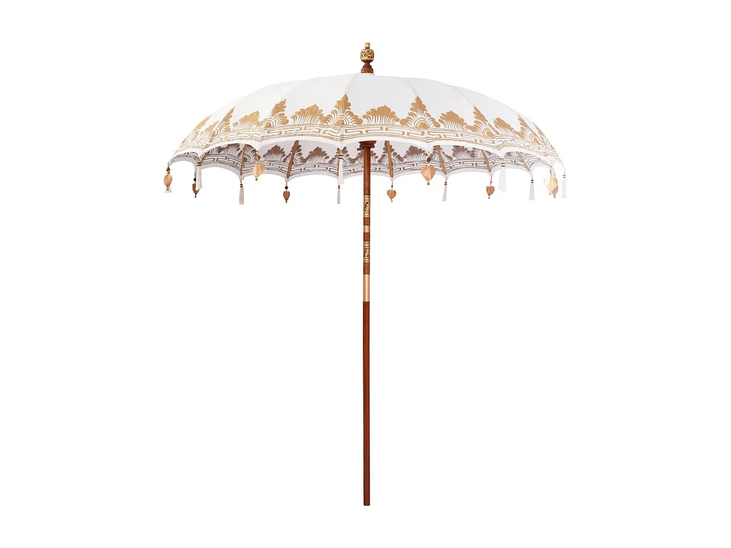 Parasol de jardin-Parasol balinais Crème (210-220) x 260 cm Coton et bois massif
