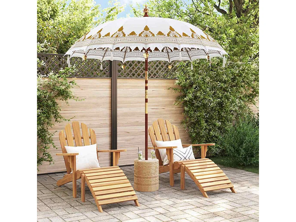 Parasol de jardin-Parasol balinais Crème (210-220) x 260 cm Coton et bois massif
