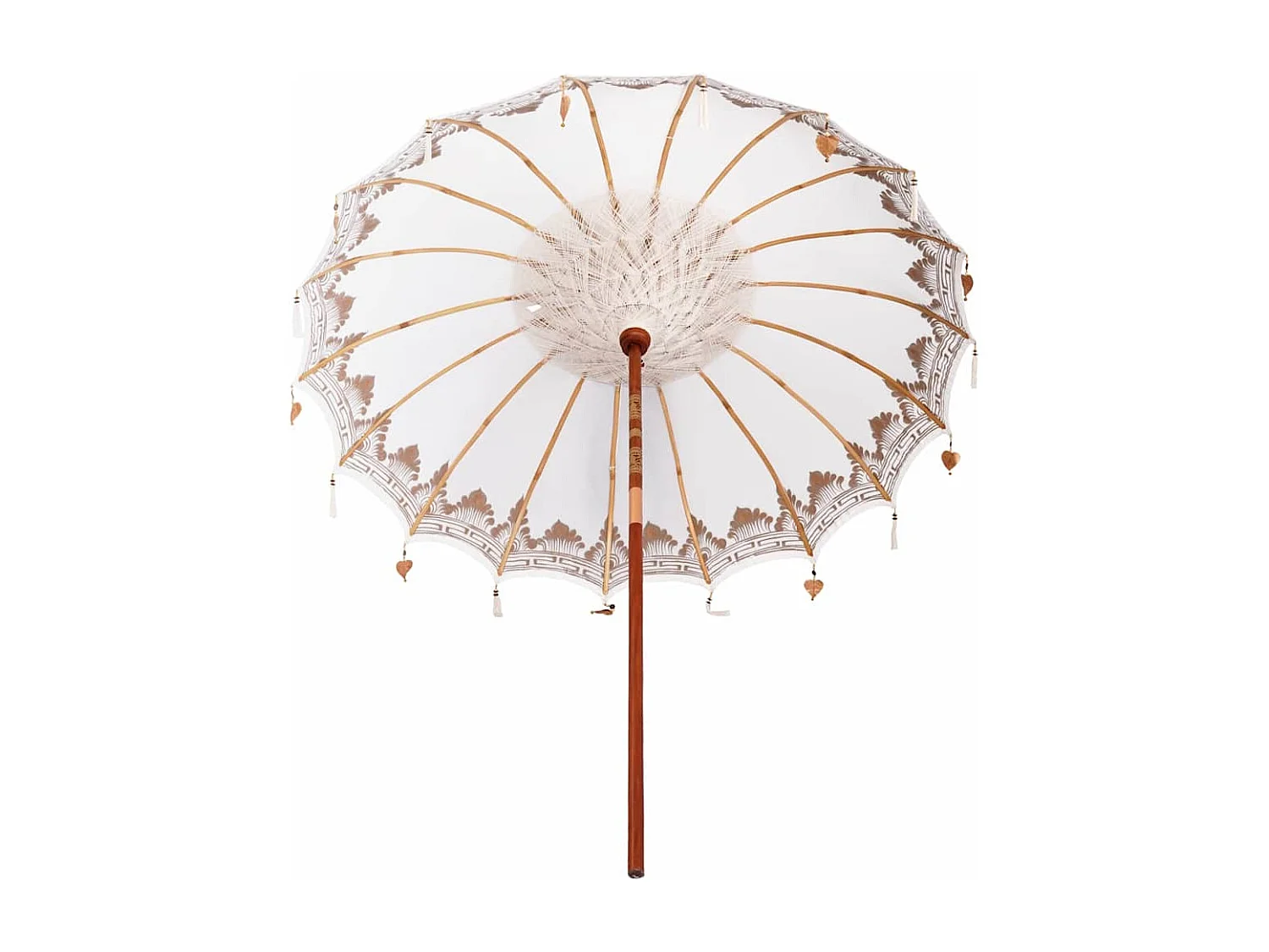 Parasol de jardin-Parasol balinais Crème (210-220) x 260 cm Coton et bois massif