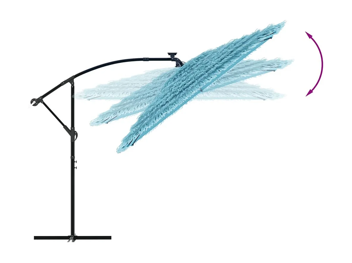 Parasol de jardin-Parasol d'extérieur avec mât en acier bleu 246x246x230 cm