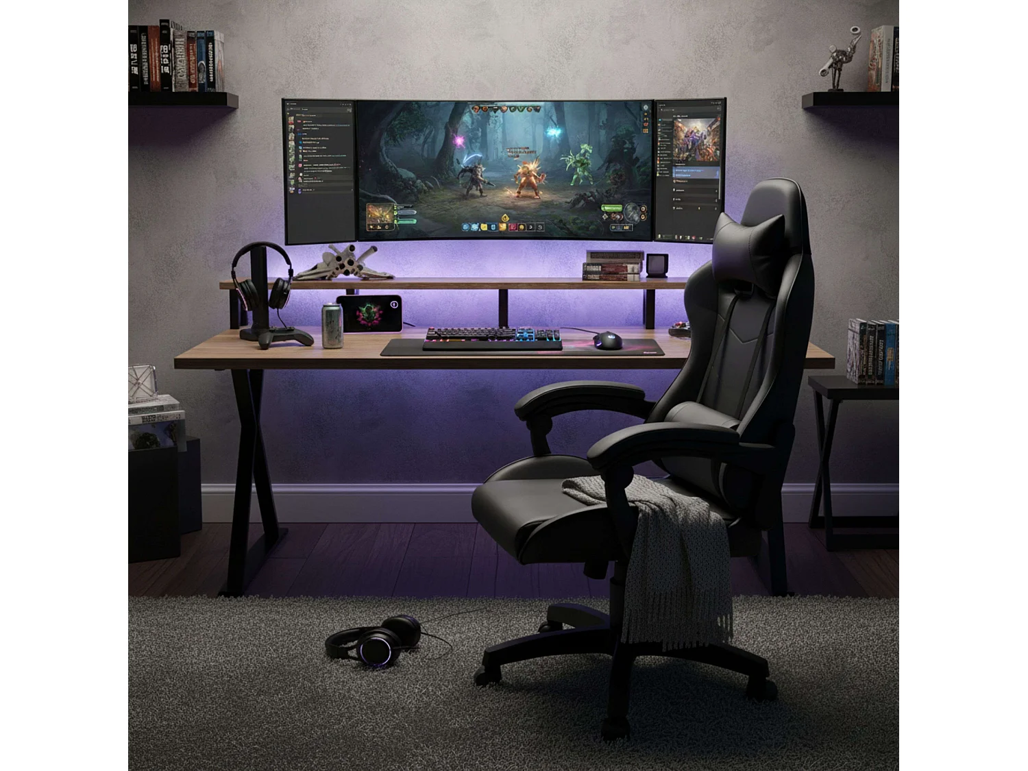 Cadeira gamer Estancia Koe preta com almofada lombar 66x122x66 cm