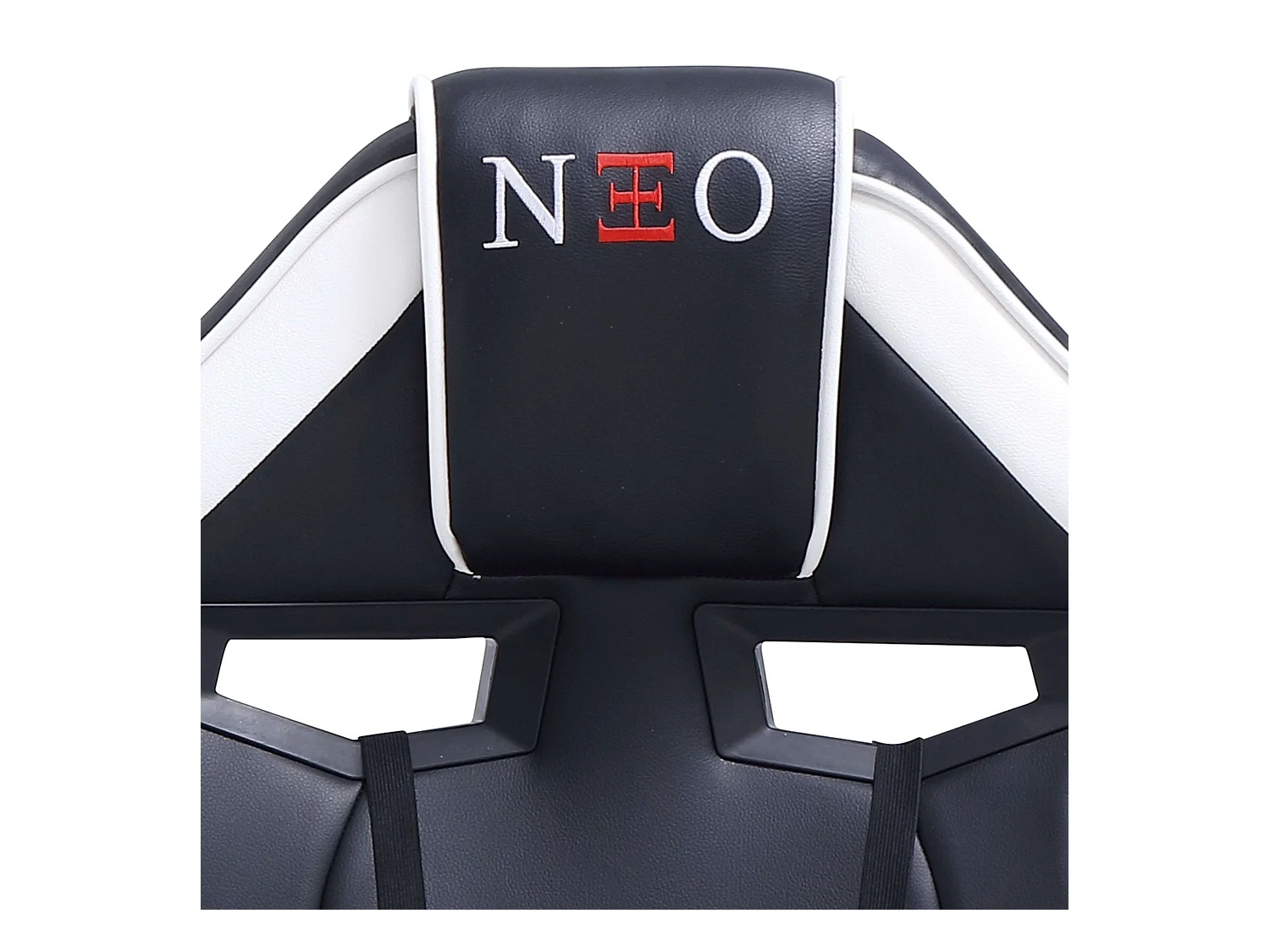 Cadeira giratória para jogos Luc, preta/branca, com braços, 70x115 cm