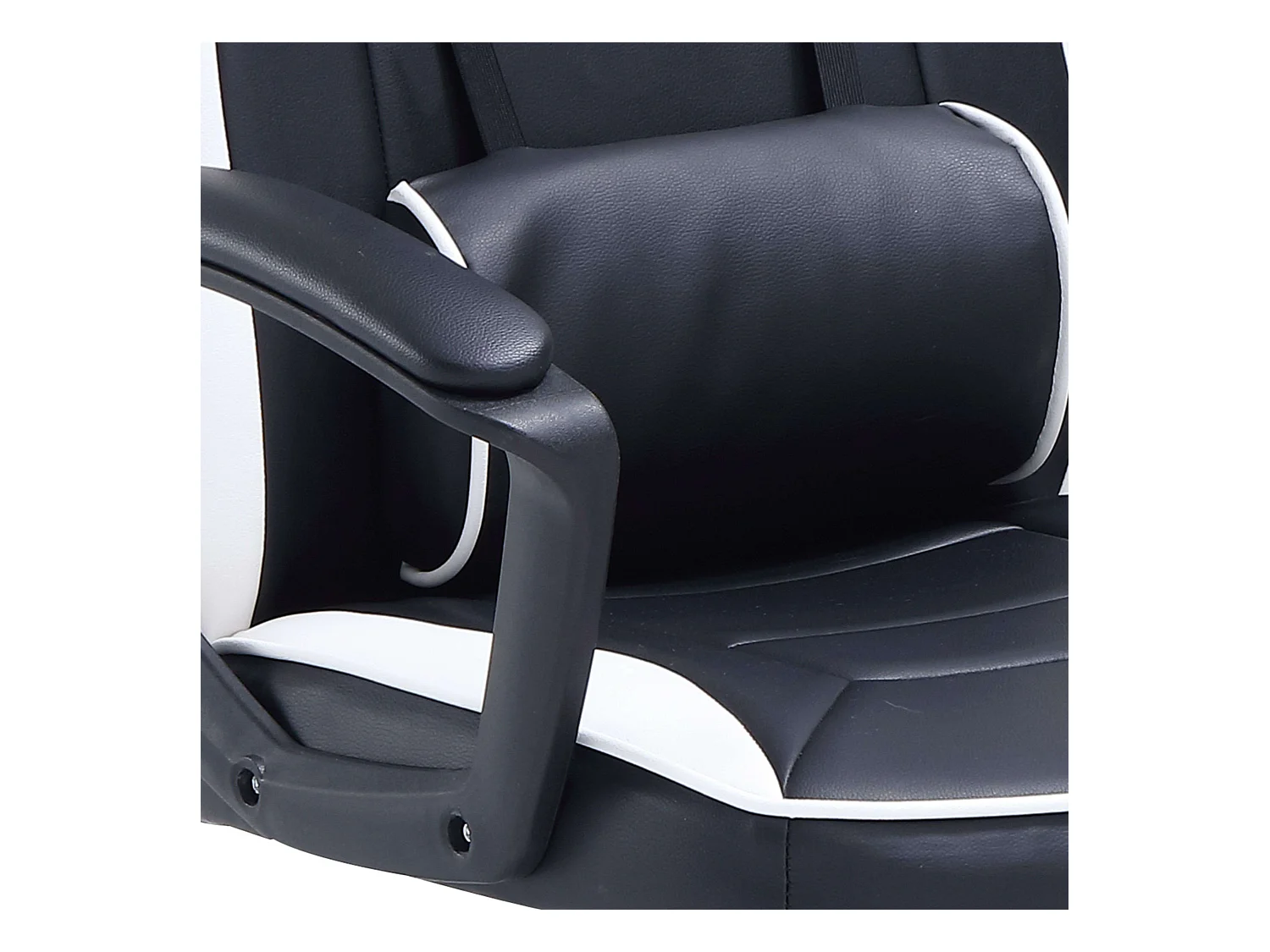 Cadeira giratória para jogos Luc, preta/branca, com braços, 70x115 cm