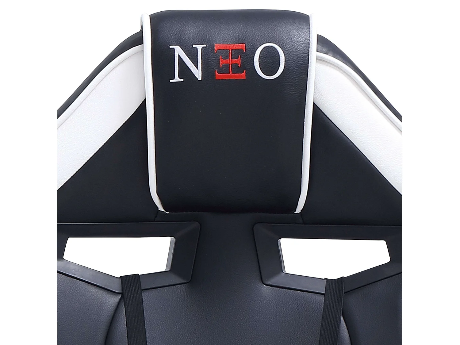 Cadeira giratória para jogos Luc, preta/branca, com braços, 70x115 cm