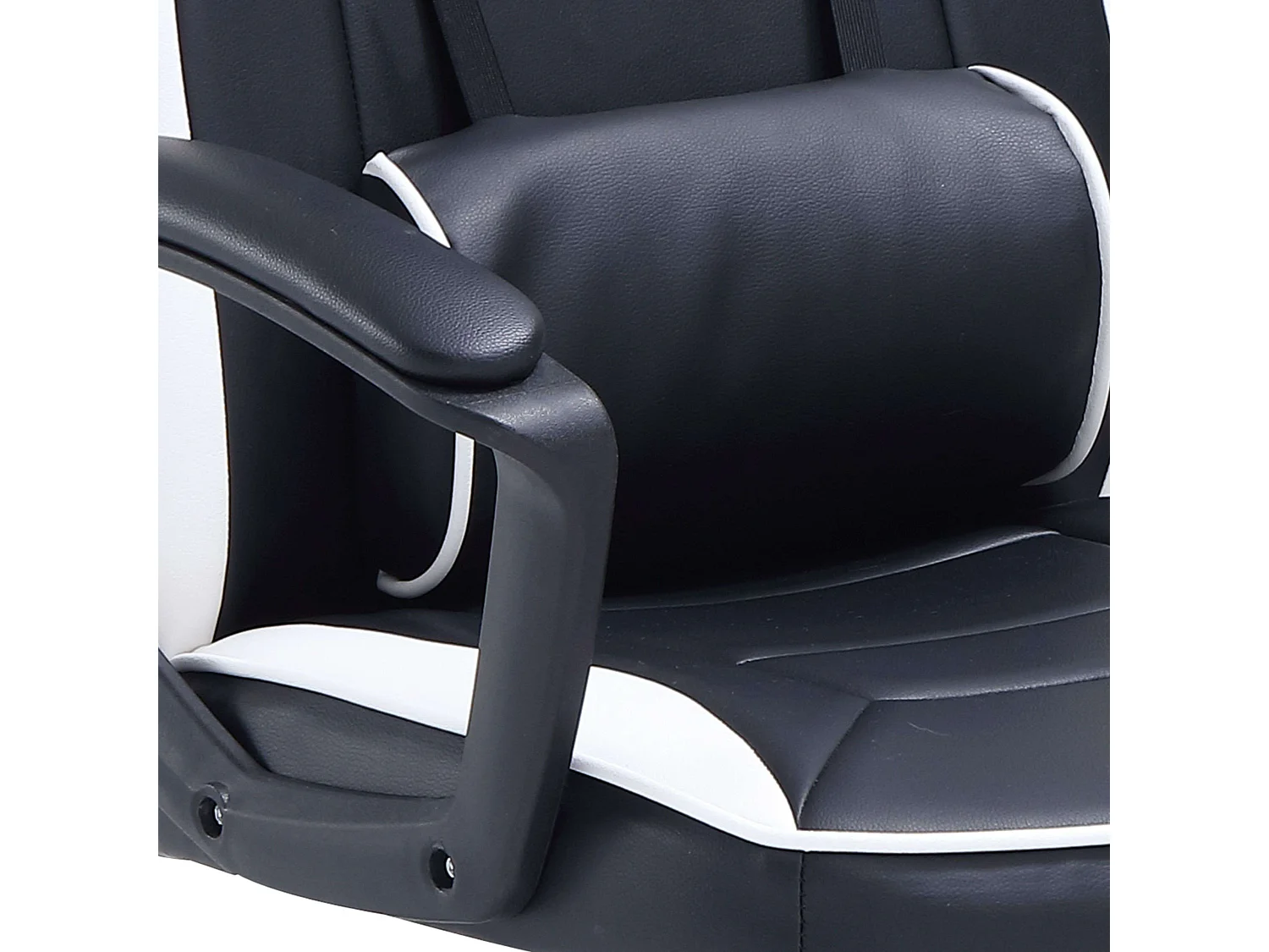 Cadeira giratória para jogos Luc, preta/branca, com braços, 70x115 cm