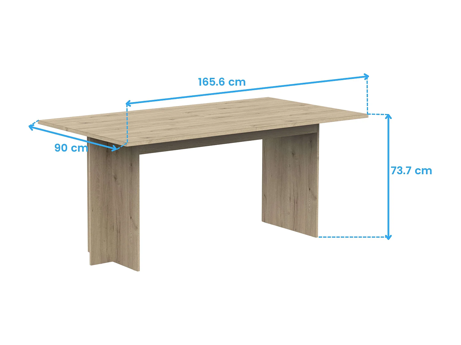 Mesa extensible comedor roble melamina 165,6x73,7x90 cm Lead