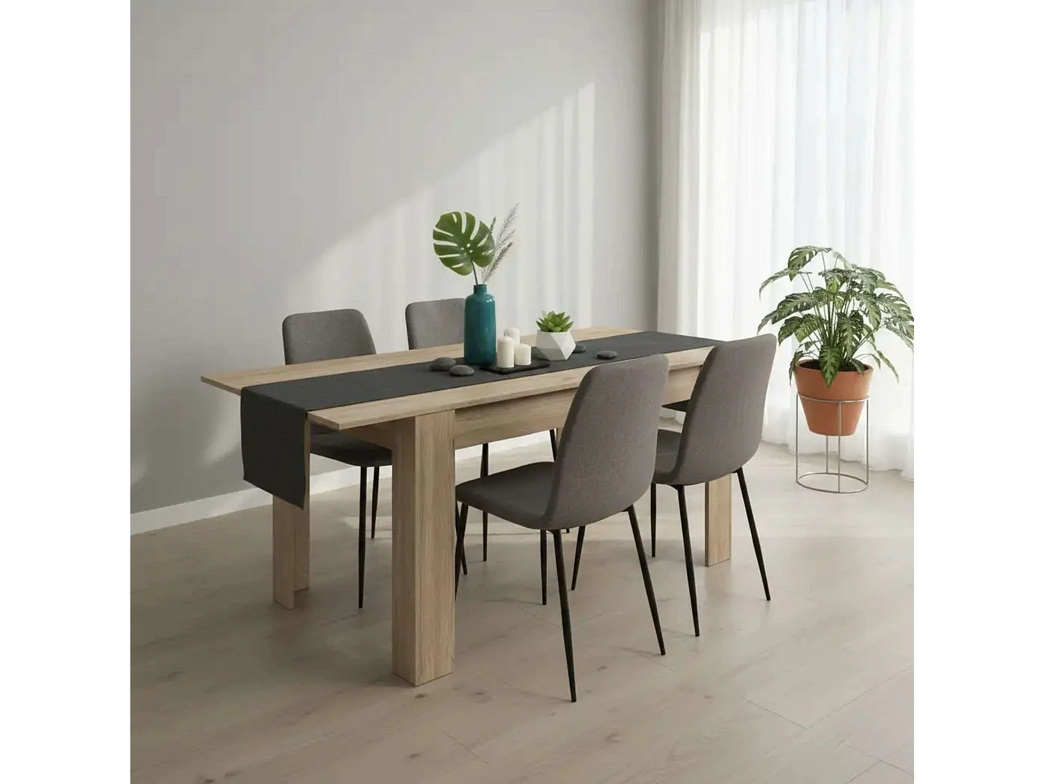 Mesa Extensible Basic Naturale 141x77x91 cm Comedor Moderno