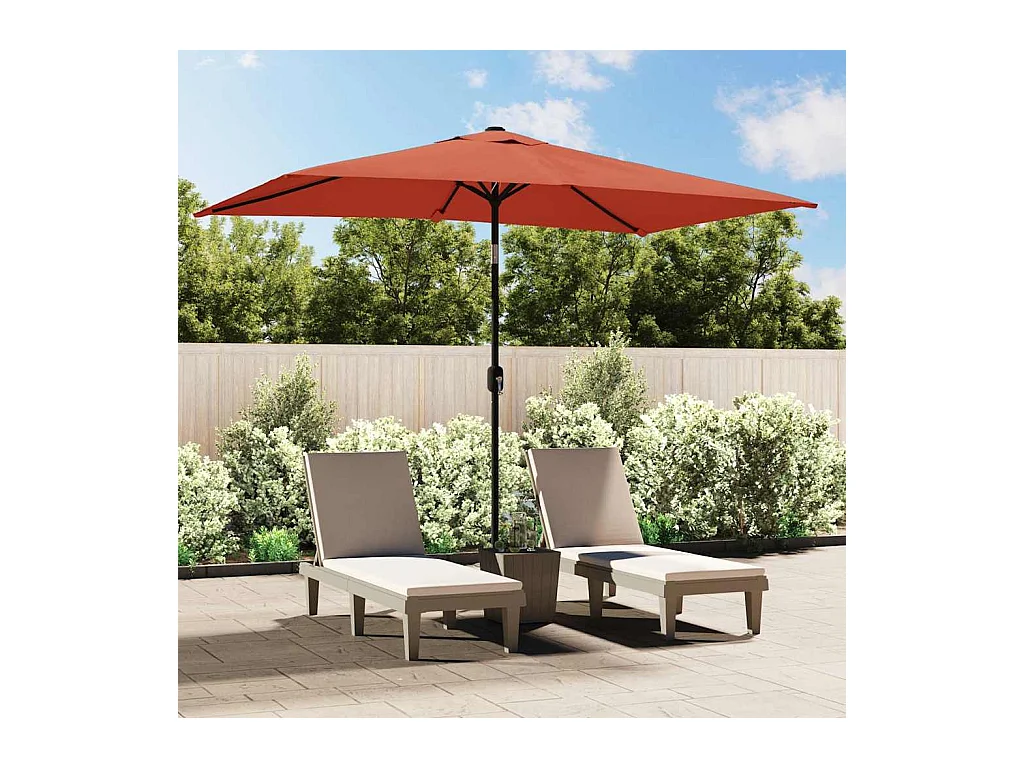 Parasol d'extérieur | Parasol de jardin avec mât en métal 300x200 cm terre cuite
