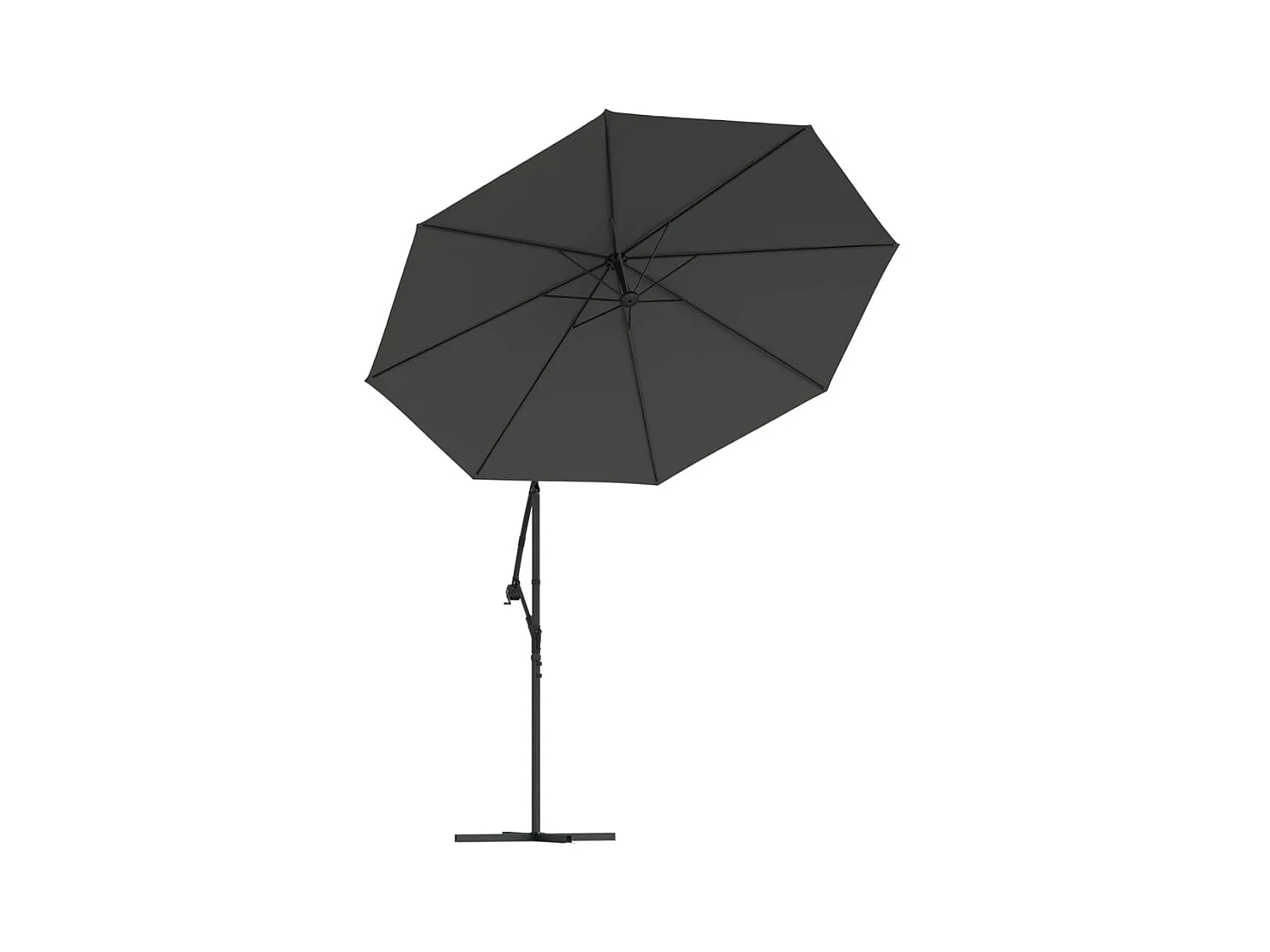 Parasol de jardin en porte-à-faux et lumières LED mât en acier