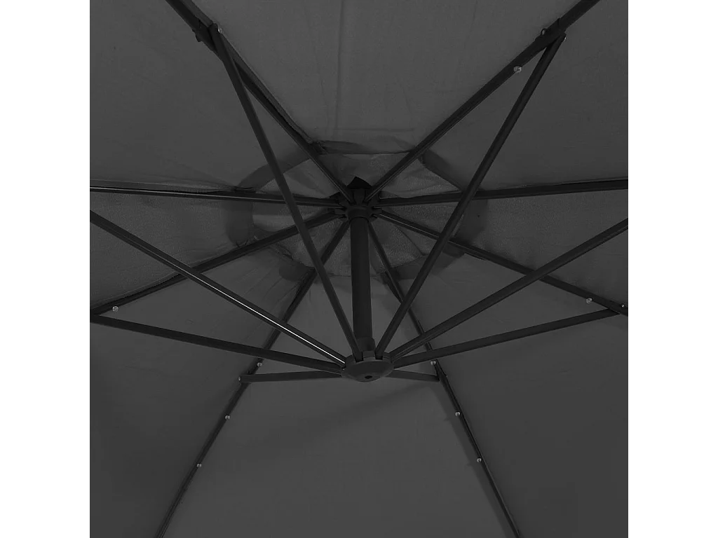 Parasol de jardin en porte-à-faux et lumières LED mât en acier
