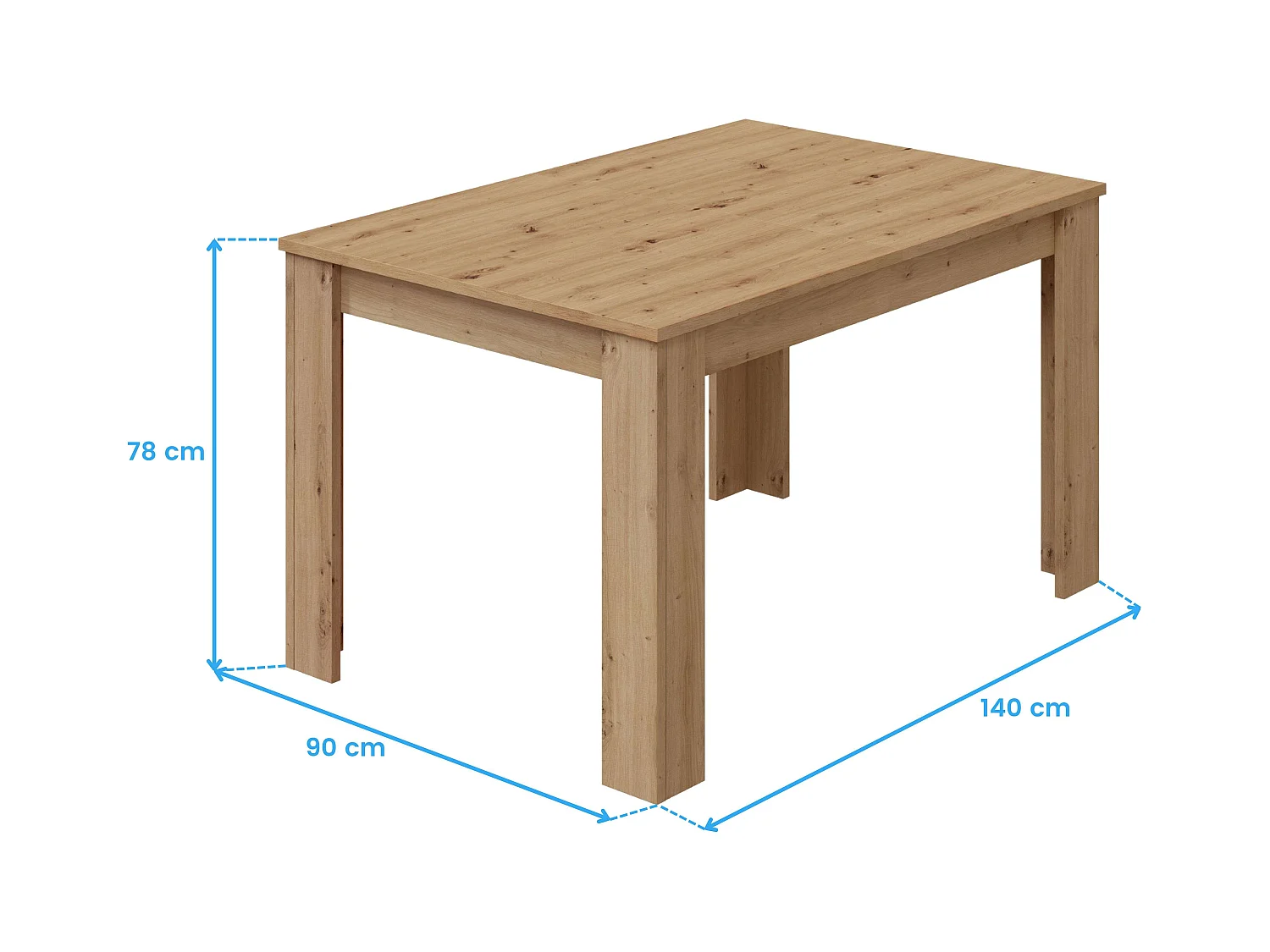 Mesa Extensible Salón Comedor Kendra Roble Nodi 140-190x90x78 cm
