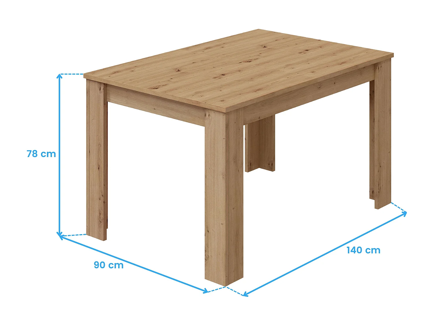 Mesa Extensible Salón Comedor Kendra Roble Nodi 140-190x90x78 cm