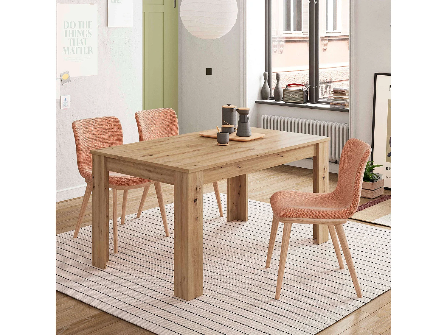 Mesa Extensible Salón Comedor Kendra Roble Nodi 140-190x90x78 cm
