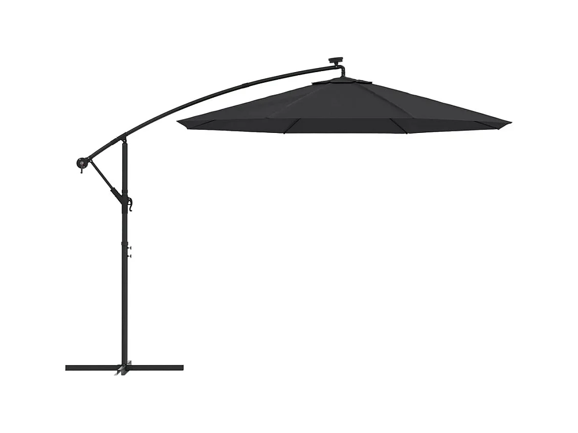 Parasol de jardin en porte-à-faux et lumières LED mât en acier