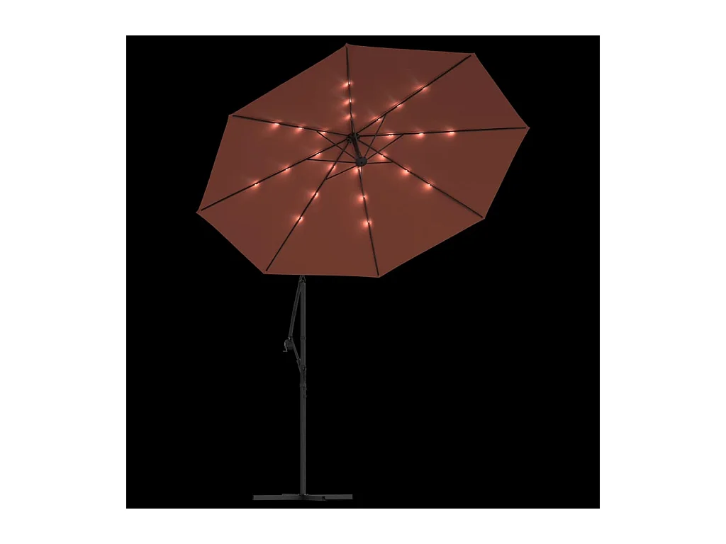 Parasol de jardin en porte-à-faux et lumières LED mât en acier