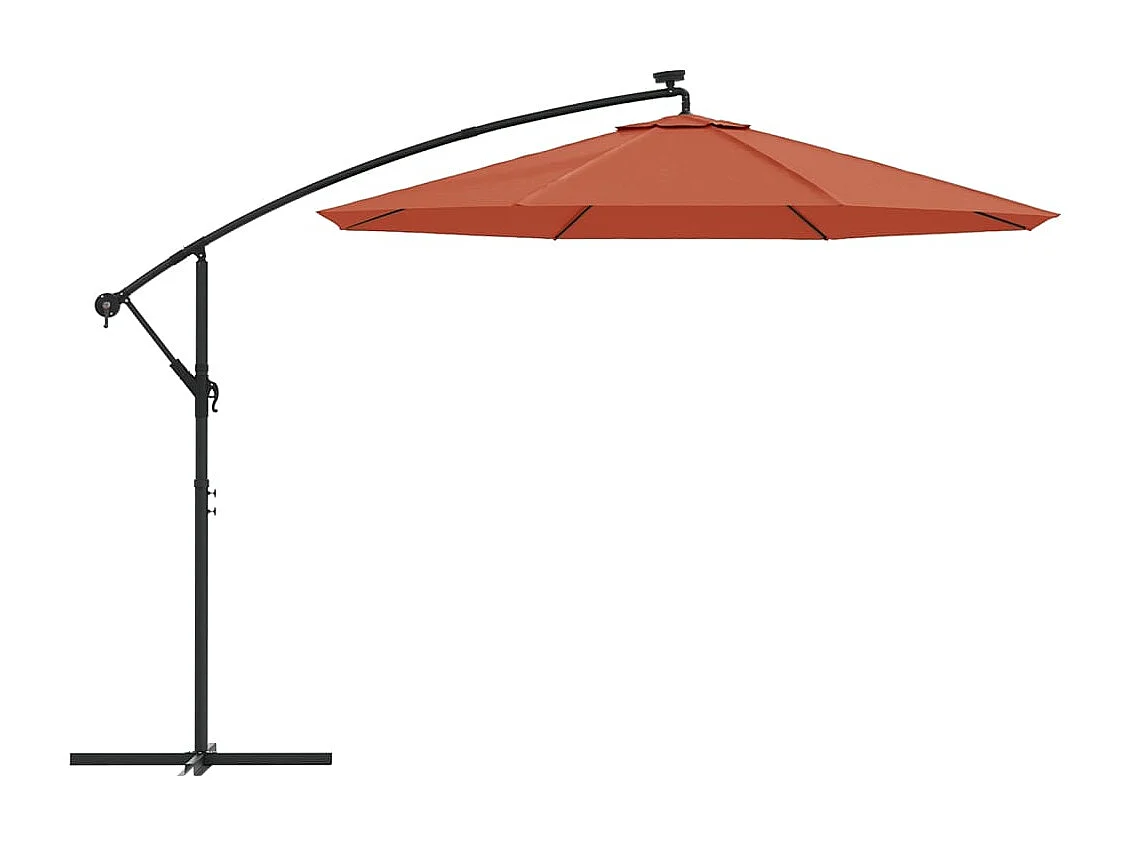 Parasol de jardin en porte-à-faux et lumières LED mât en acier
