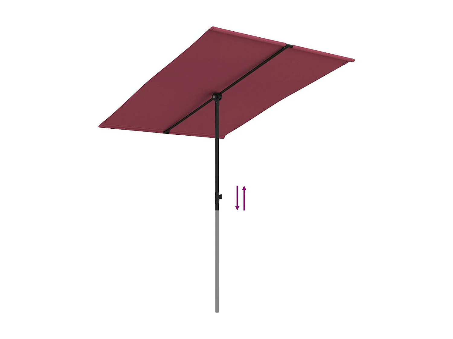 Parasol de jardin-Parasol d'extérieur et mât en aluminium 2x1,5 m rouge bordeaux