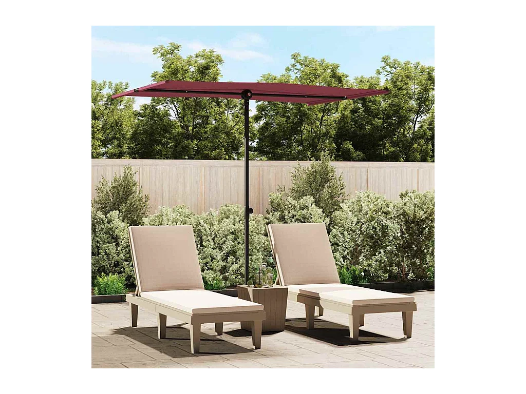Parasol de jardin-Parasol d'extérieur et mât en aluminium 2x1,5 m rouge bordeaux