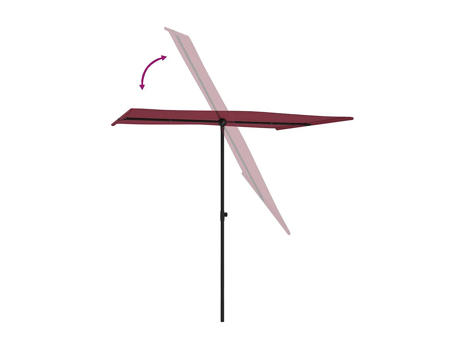 Parasol de jardin-Parasol d'extérieur et mât en aluminium 2x1,5 m rouge bordeaux