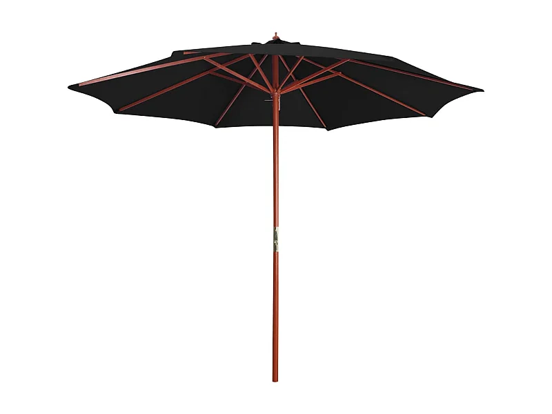 Parasol de jardin avec mât en bois 300x258 cm Noir
