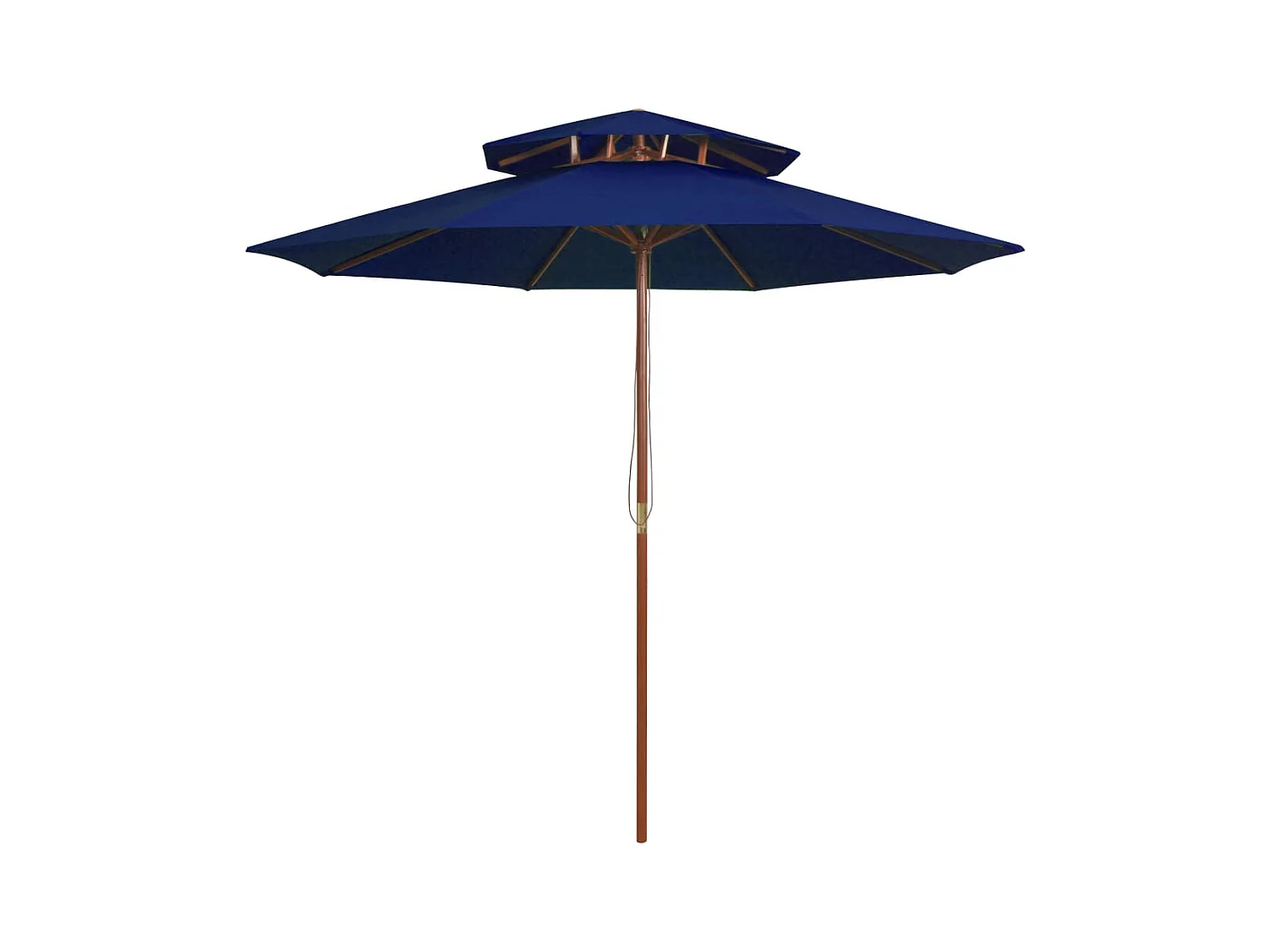 Parasol de jardin à deux étages avec mât en bois bleu 270 cm