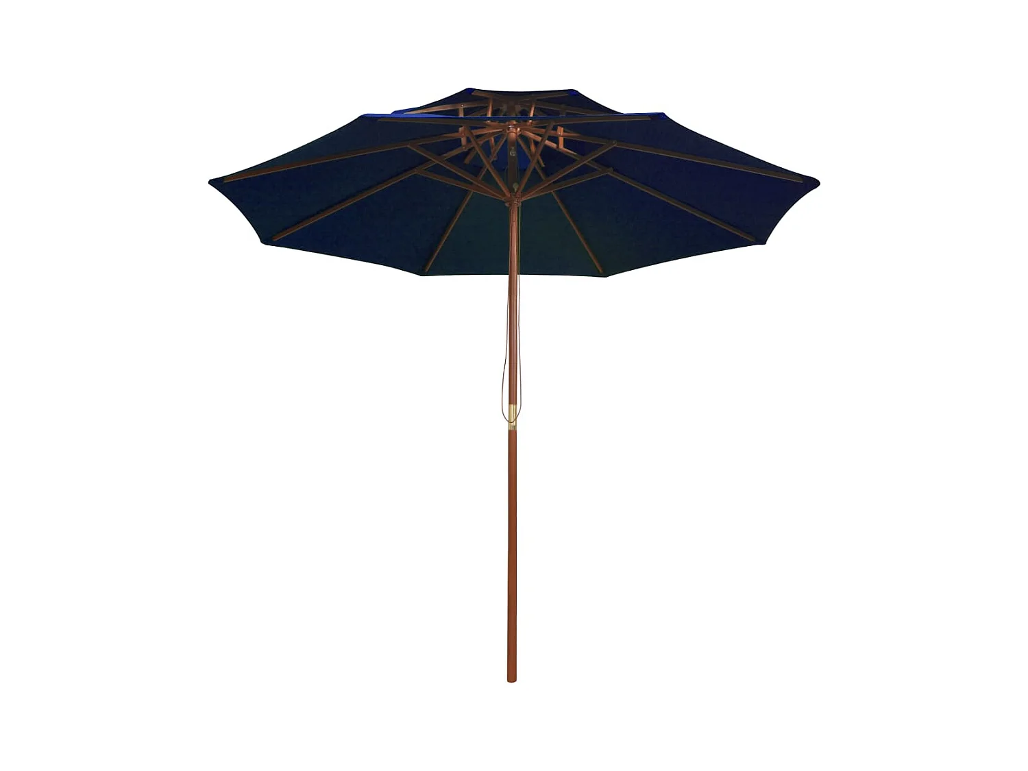 Parasol de jardin à deux étages avec mât en bois bleu 270 cm