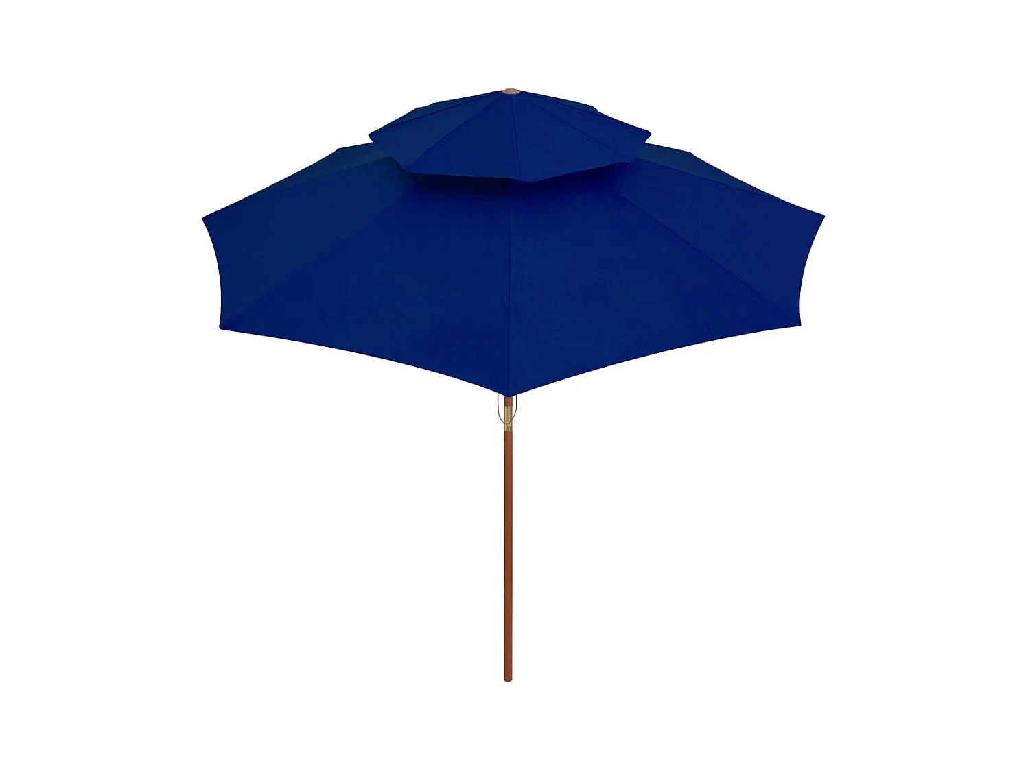 Parasol de jardin à deux étages avec mât en bois bleu 270 cm