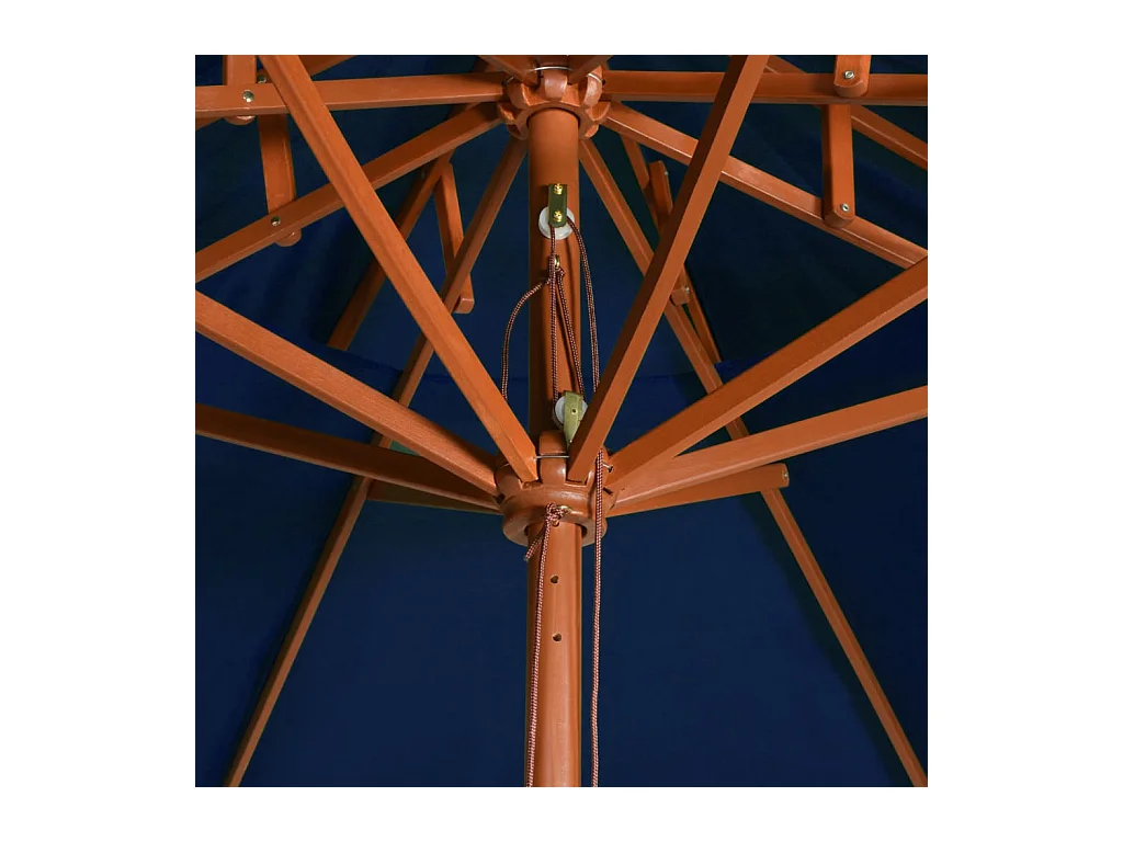 Parasol de jardin à deux étages avec mât en bois bleu 270 cm