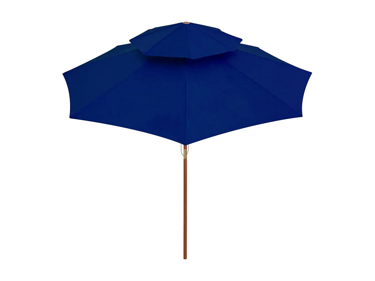 Parasol de jardin à deux étages avec mât en bois bleu 270 cm