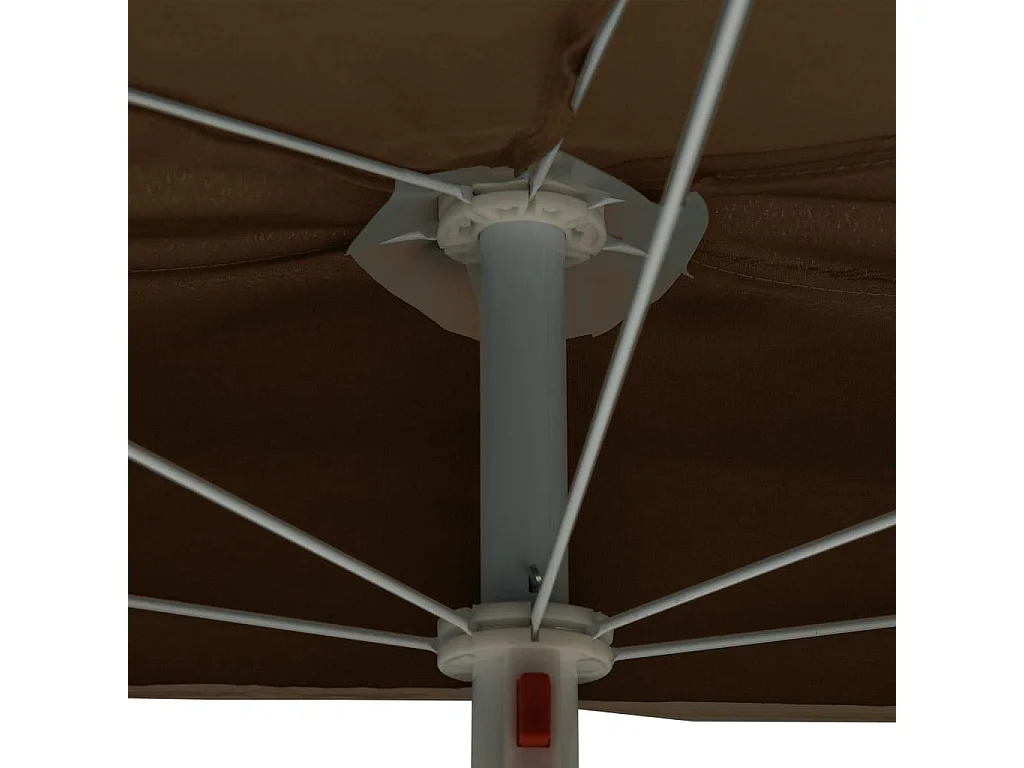 Demi-parasol de jardin avec mât 180x90 cm taupe