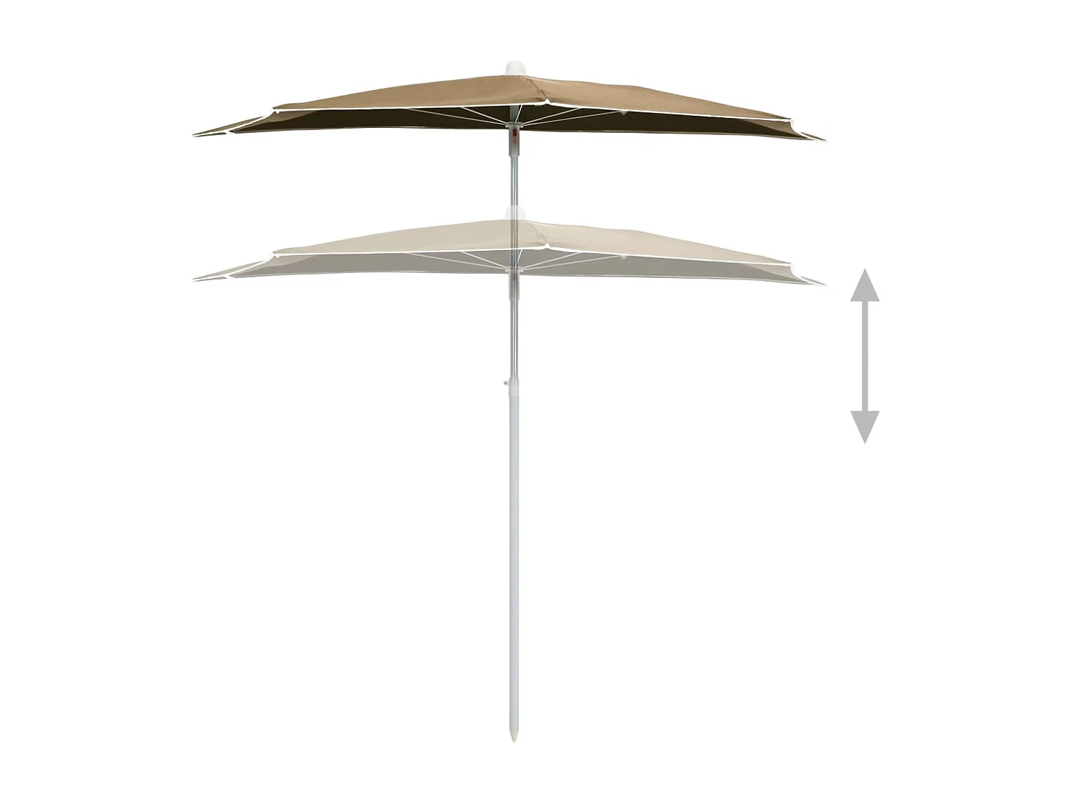 Demi-parasol de jardin avec mât 180x90 cm taupe
