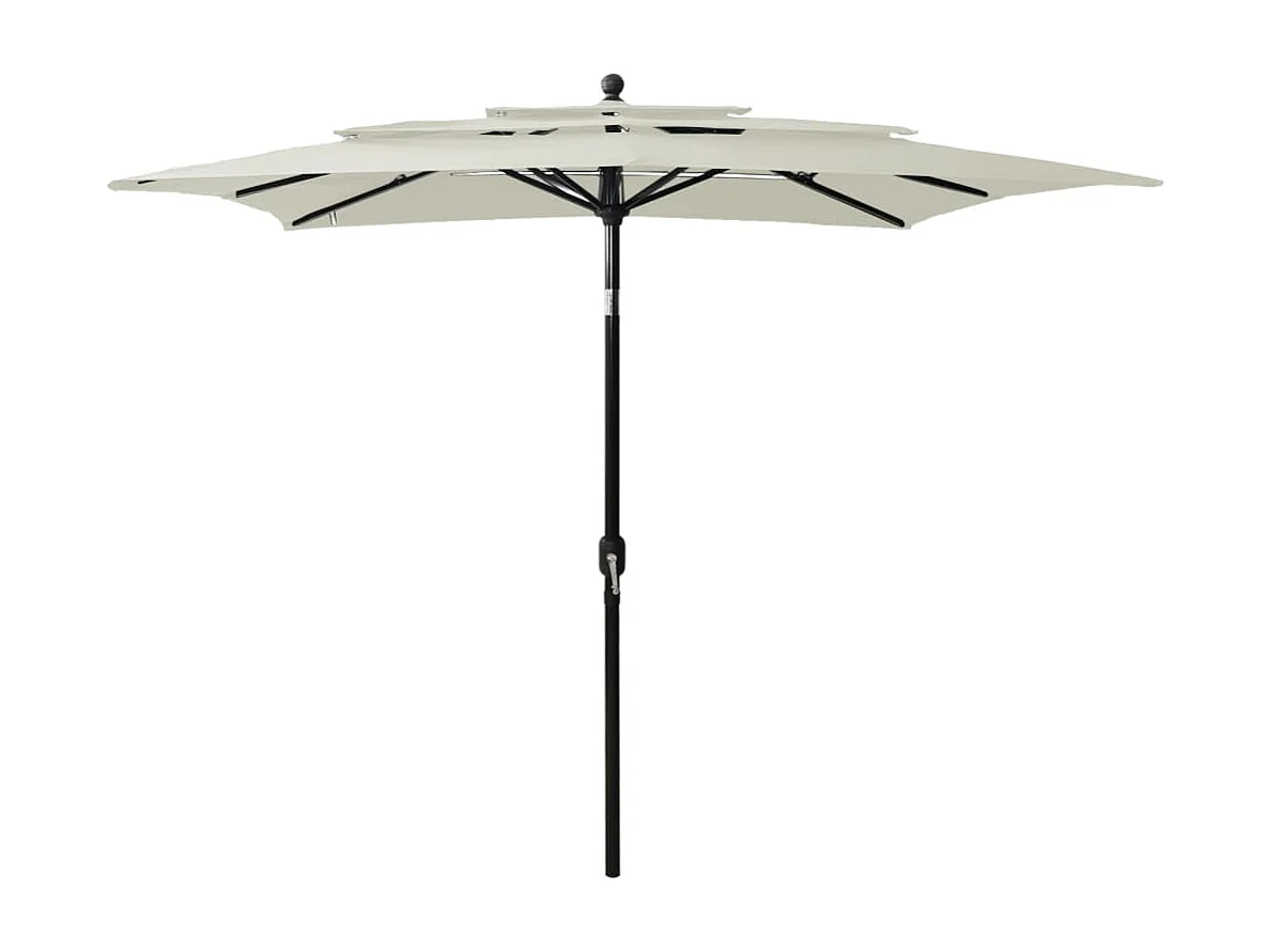 Parasol de jardin-Parasol à 3 niveaux  avec mât en aluminium sable