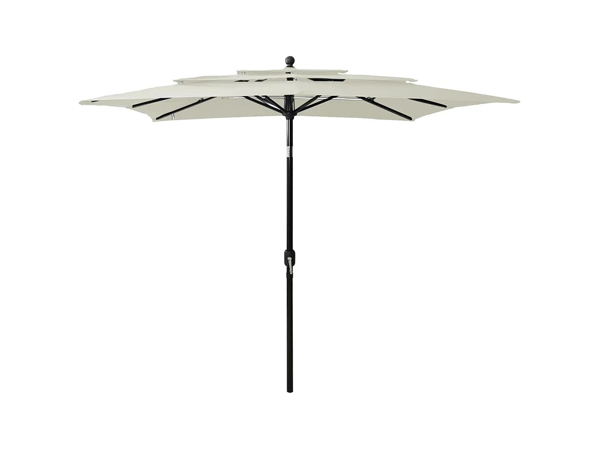 Parasol de jardin-Parasol à 3 niveaux  avec mât en aluminium sable