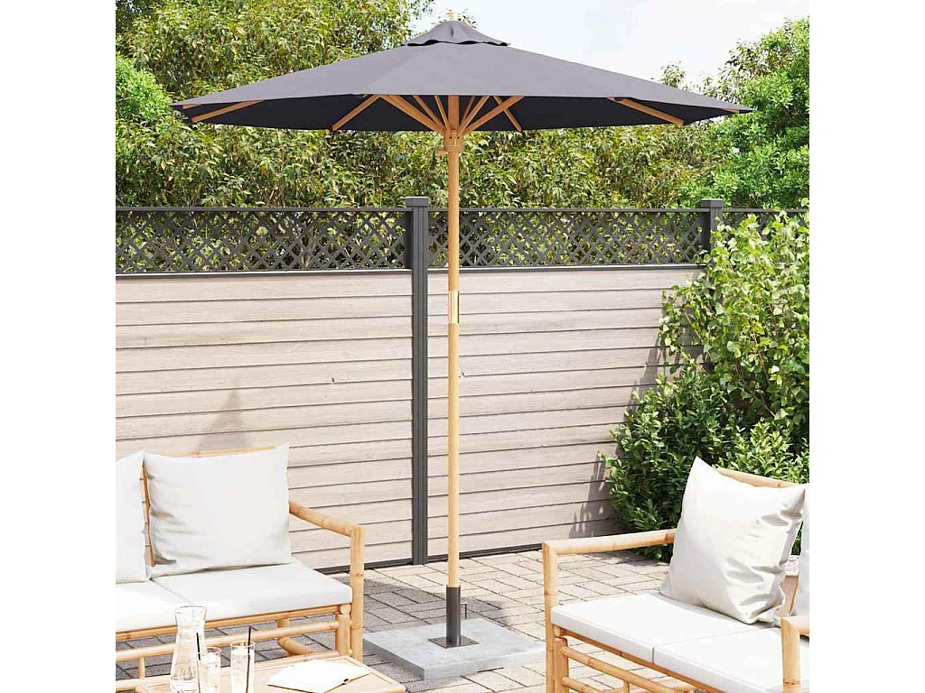 Parasol de jardin-Parasol d'extérieur Gris foncé 217 x 217 x 230 cm Bambou