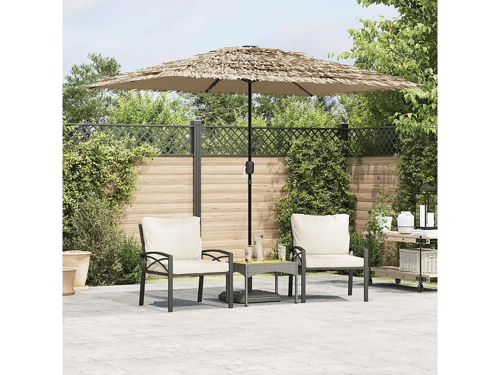 Parasol de jardin-Parasol d'extérieur avec LED et mât en acier marron 248x248x248cm