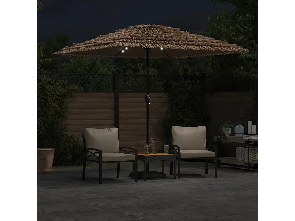 Parasol de jardin-Parasol d'extérieur avec LED et mât en acier marron 248x248x248cm