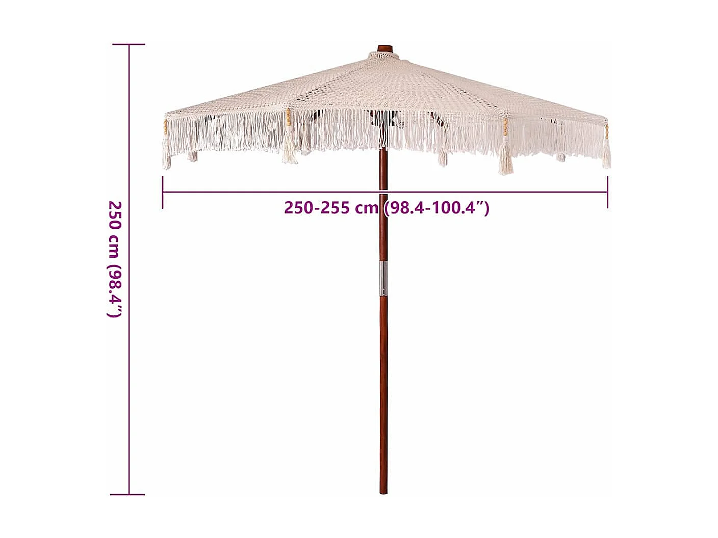 Parasol de jardin-Parasol Crème (250-255) x 250 cm Coton et bois massif
