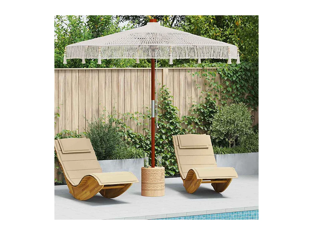 Parasol de jardin-Parasol Crème (250-255) x 250 cm Coton et bois massif