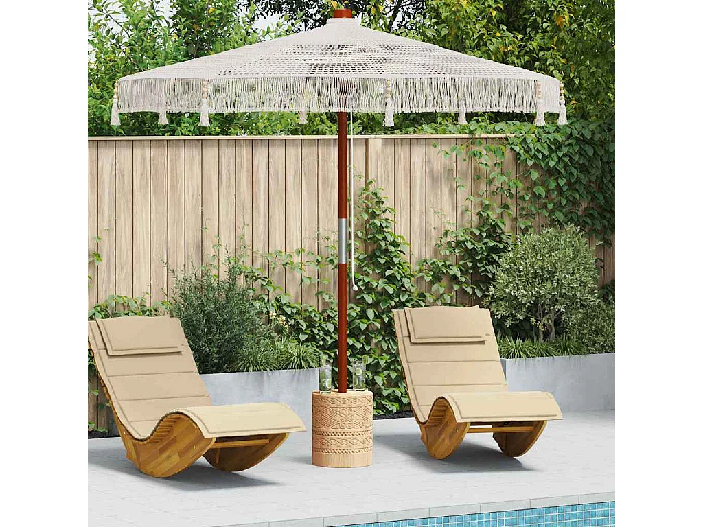Parasol de jardin-Parasol Crème (250-255) x 250 cm Coton et bois massif