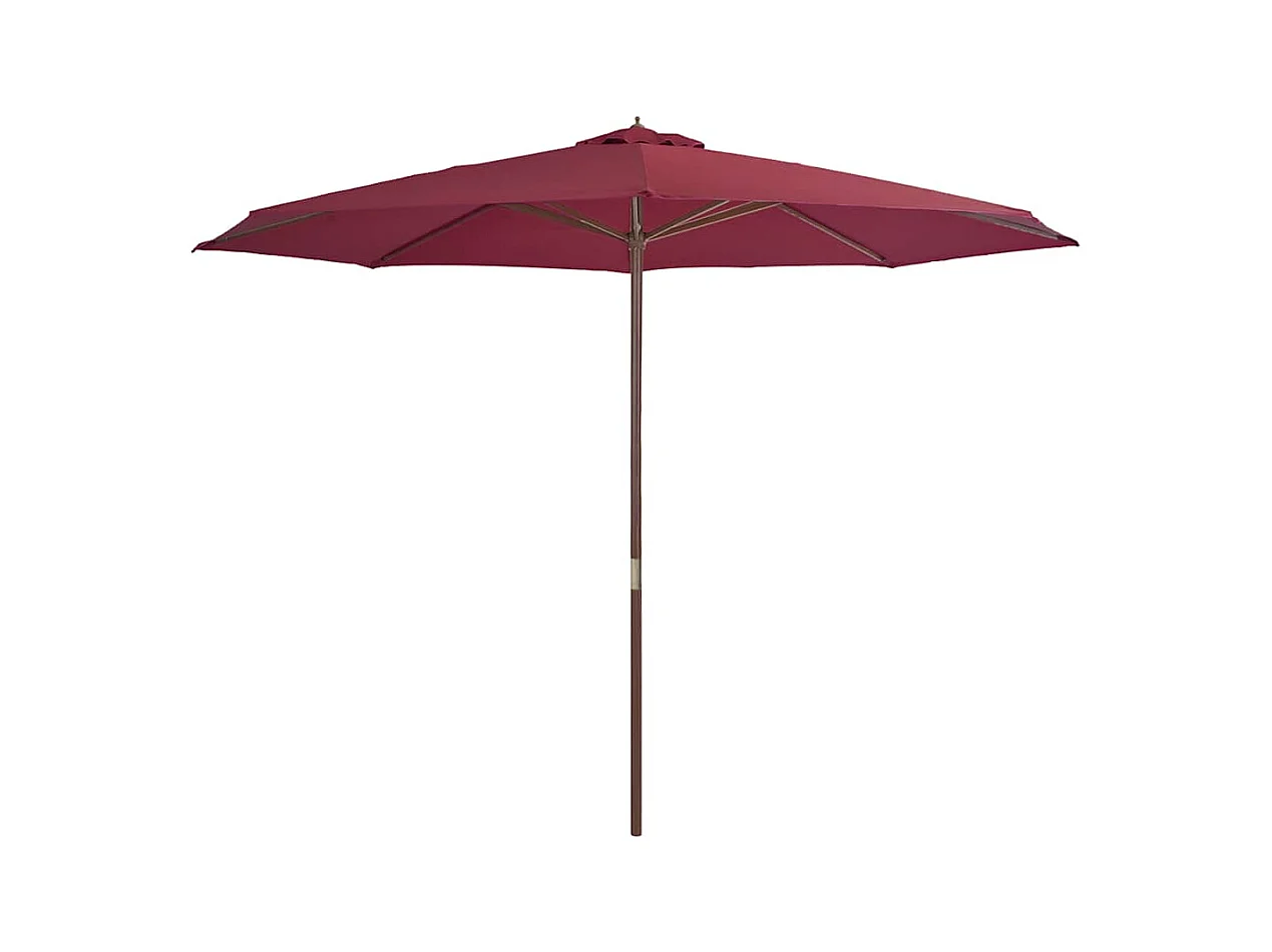 Parasol d'extérieur | Parasol de jardin avec mât en bois 350 cm Bordeaux