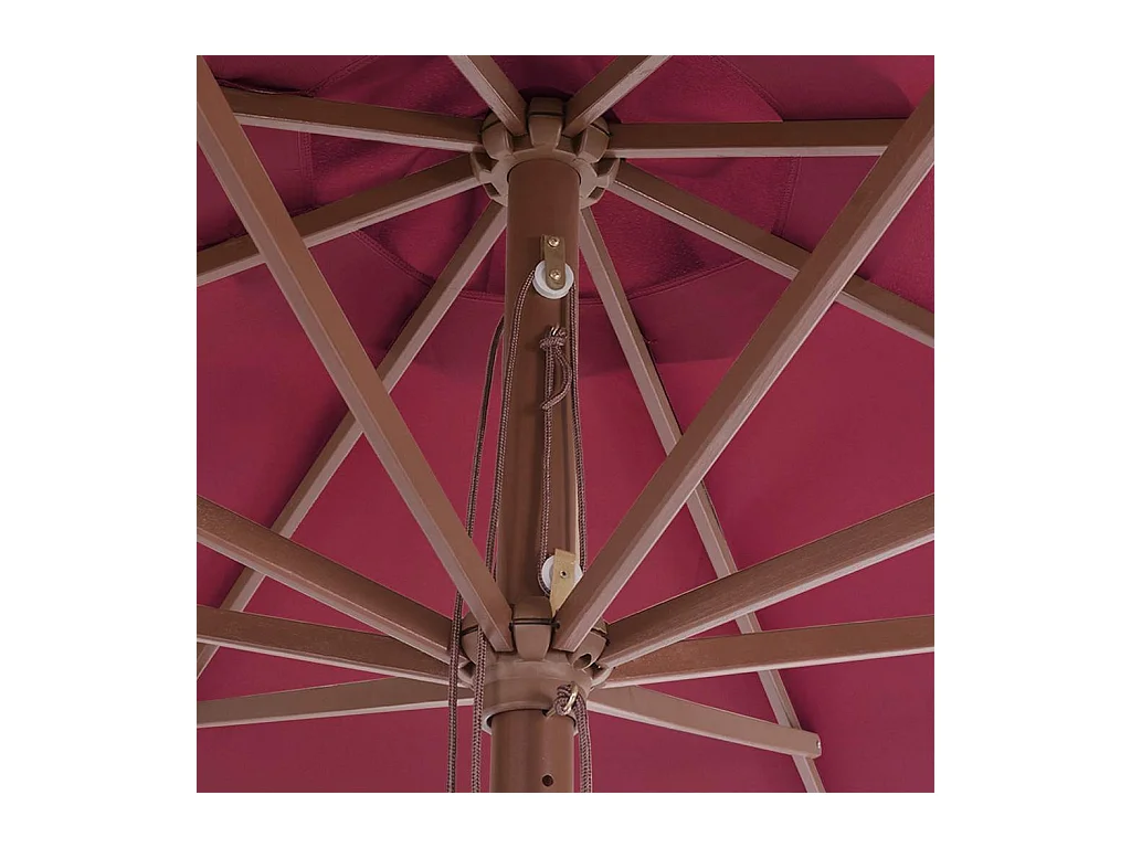 Parasol d'extérieur | Parasol de jardin avec mât en bois 350 cm Bordeaux