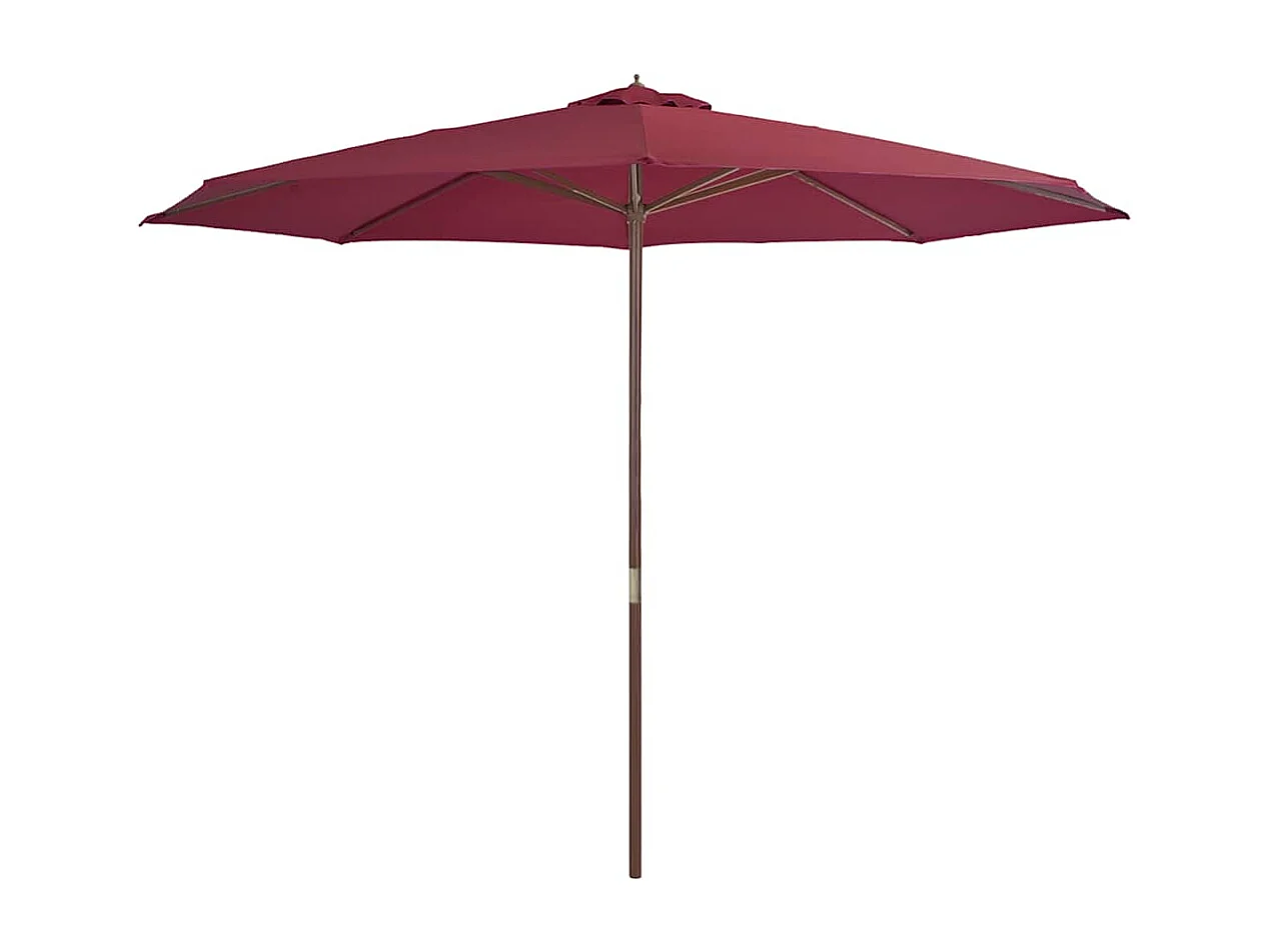 Parasol d'extérieur | Parasol de jardin avec mât en bois 350 cm Bordeaux