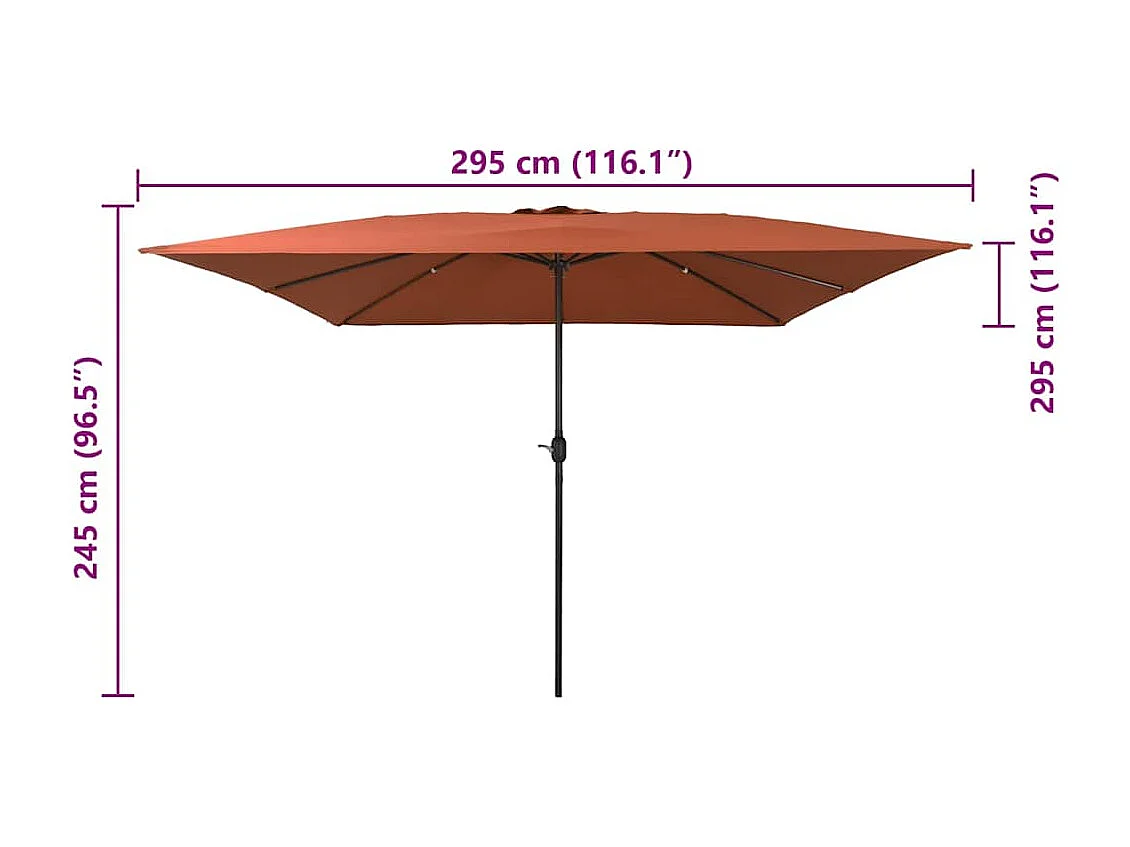 Parasol de jardin-Parasol d'extérieur Rouge et Noir 295 x 295 x 245 cm